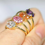 Wedding Rings For Women Simple Multicolor Oval Zircon Light Gold Color Wholesale Bride Jewelry Friendship Gift R865