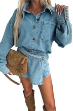 2025 Women's New Denim Asymmetrical Midi Two-Piece Pant Skirt Set