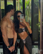 Buckle Off Shoulder Bikini With Skirt Women Swimsuit 2024 Trend Biquini Swimwear Lady Holiday Bath Suit Female Beachwear Outfits
