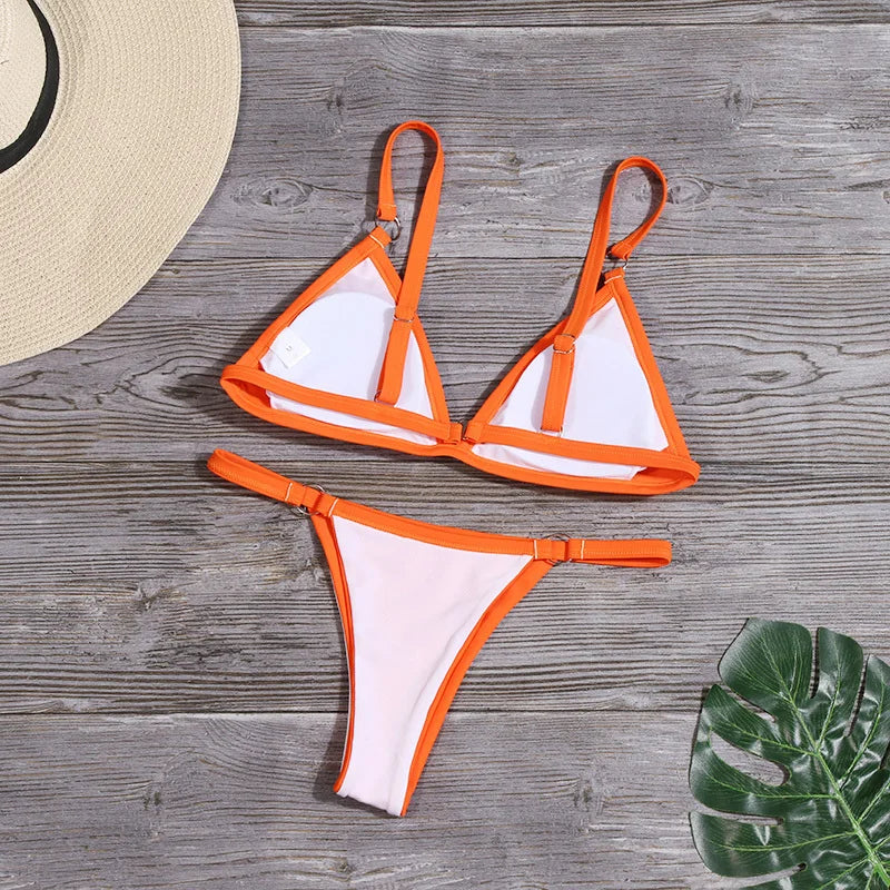 Bikini 2022 New Summer Solid Bikini Set Low Waist Swimwear Women Brazilian Bathing Suit Sexy Swimsuit Female Brazilian Biquini