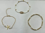 Women's Bohemian Style Beach Vacation Ankle Chains Three-Layer Foot Accessories with Rice Pearls Seashells And Starfish