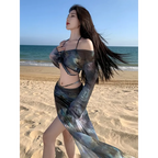 Bikini Swimsuit Women's New Split Four-piece Long Skirt Sexy Slimming Hot Spring Vacation