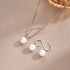 Fashion Pearl Jewelry Set For Women Dangle Earrings Pendant Necklace Simple Dainty Daily Wear Outfit  Party Accessories
