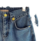 2025 Summer Denim Shorts Women's Trendy Versatile High-Waisted Loose-Fit Straight-Leg Casual Mid-Length Wide-Leg Vintage Pants