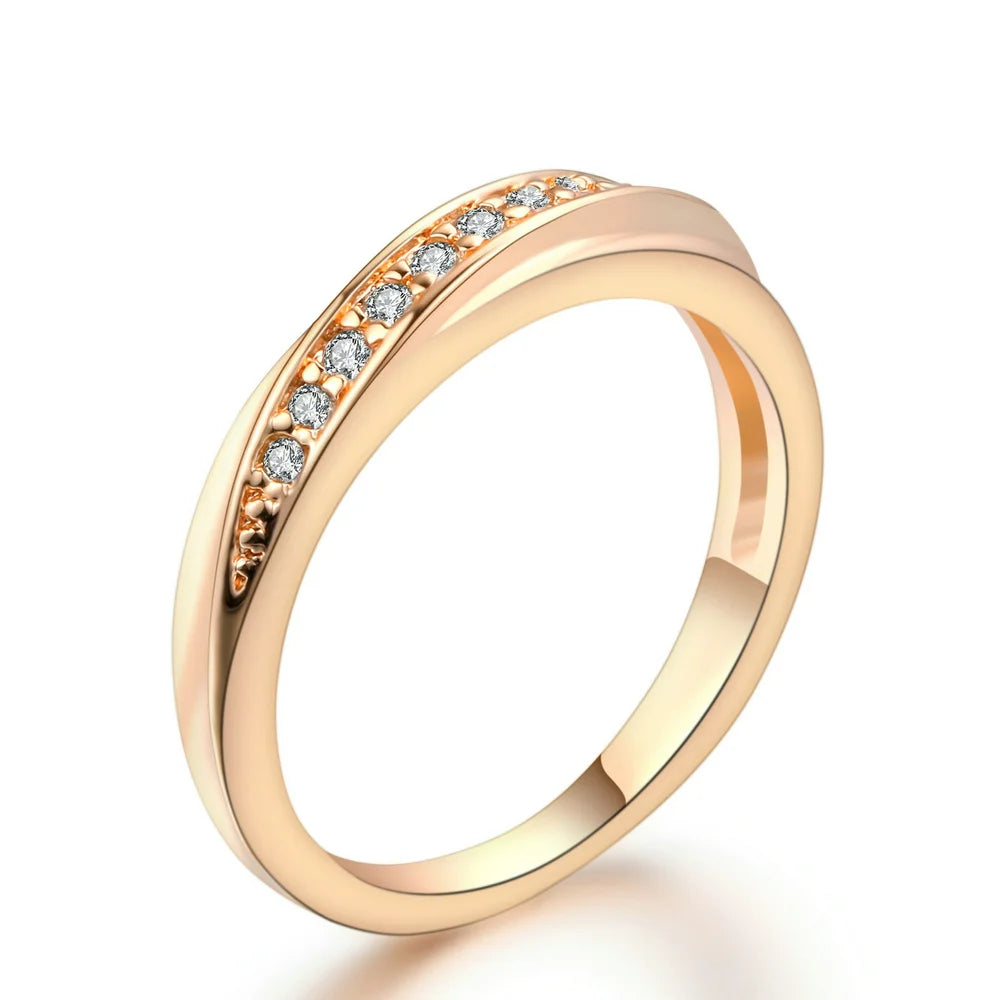 Rings For Women Female Engagement Wedding Promise Women's Ring Fashion Jewellry Simple Rose Gold Color Zirconia Jewelry R314