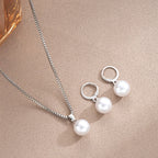 Fashion Pearl Jewelry Set For Women Dangle Earrings Pendant Necklace Simple Dainty Daily Wear Outfit  Party Accessories