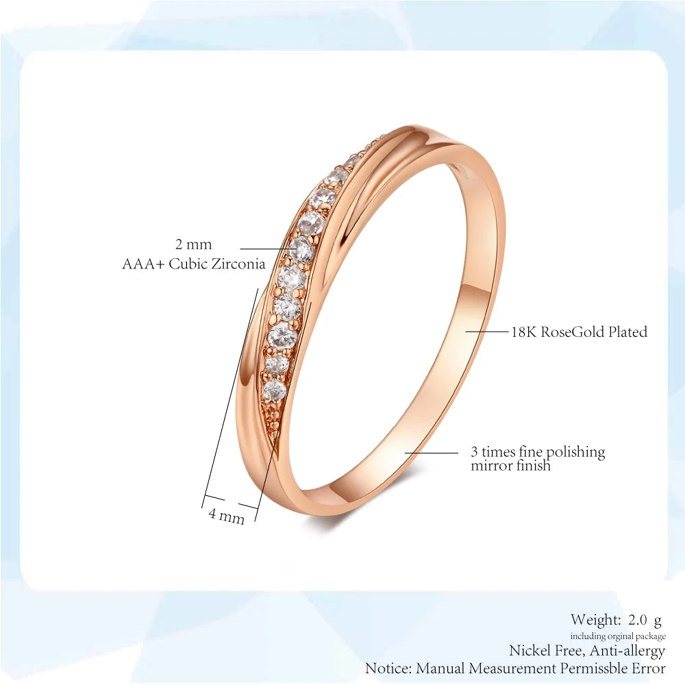 Rings For Women Female Engagement Wedding Promise Women's Ring Fashion Jewellry Simple Rose Gold Color Zirconia Jewelry R314